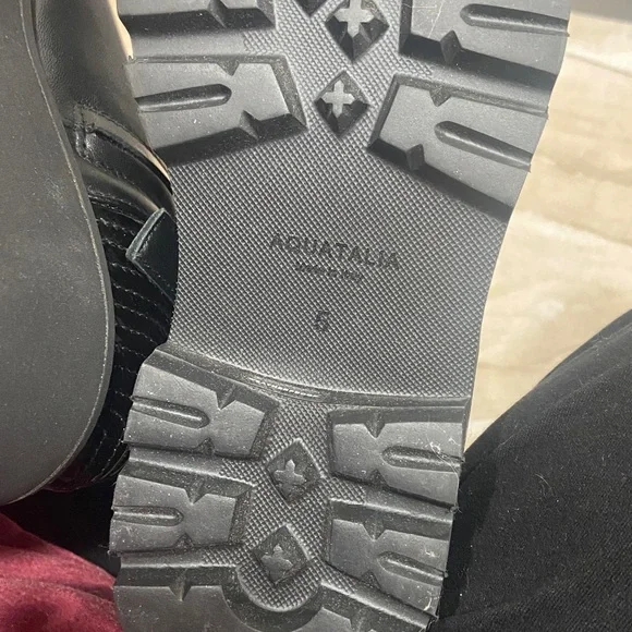Aquatalia Black Combat Boots with Silver Zippers - Picture 2 of 4